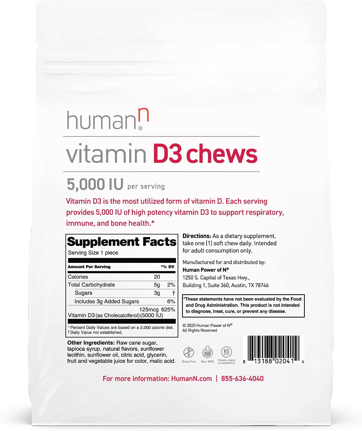 Masticables de Vitamina D3 5000iu para Salud y Bienestar