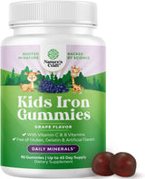 Kids Iron Gummies - Suplemento de Hierro, B12, Folato y C, 90 Cápsulas