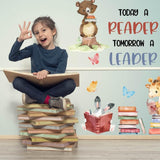 SUPERDANT Vinilo decorativo para pared con texto en inglés &#34;Today a Reader Tomorrow a Leader&#34;, decoración artística de vinilo para sala de lectura grande
