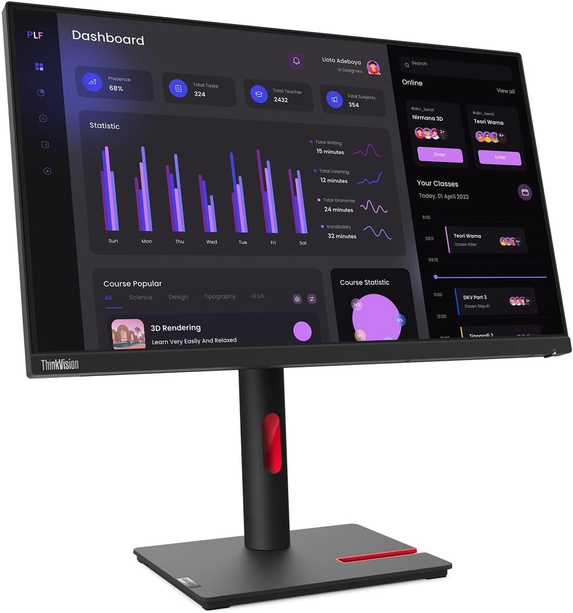 Monitor LCD Full HD 24 Lenovo ThinkVision T24i-30 16:9