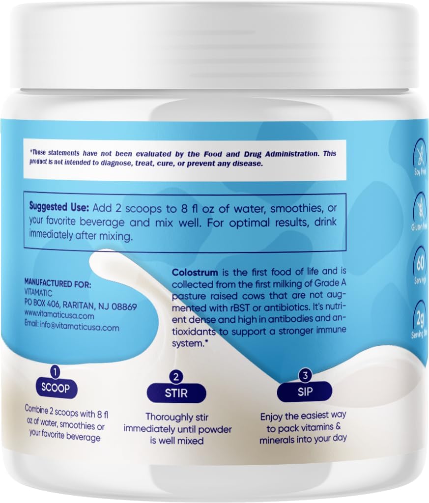 Vitamatic Polvo de Calostro Bovino 50% IgG - 60 Porciones