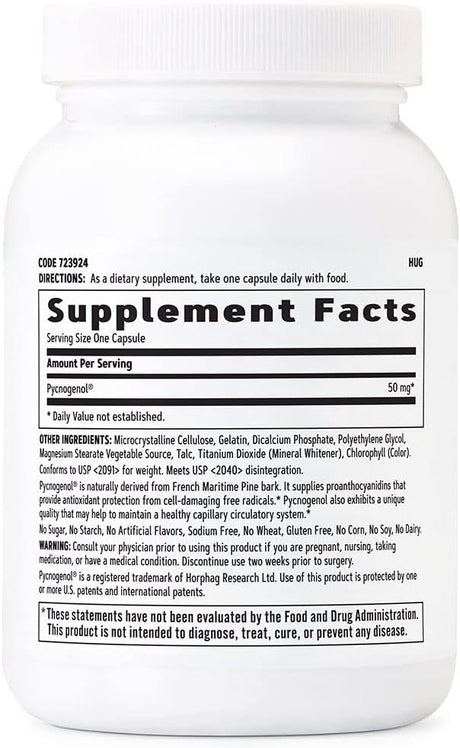 Suplemento GNC Pycnogenol 50mg, 120 cáp salud circulatoria