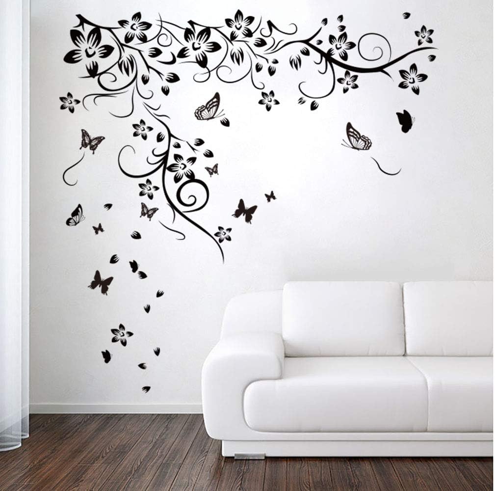 Vinilo Decorativo Floral Mariposa Runtoo para Paredes