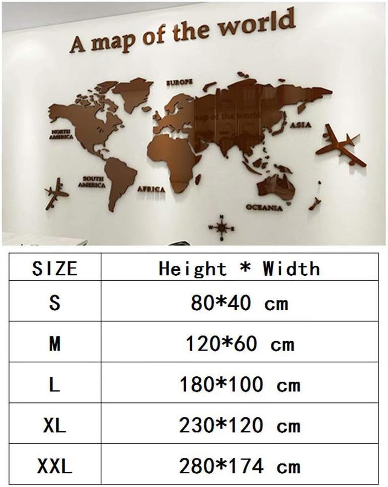 Stickers 3D Mapa del Mundo - Decoración Pared 180x100 cm