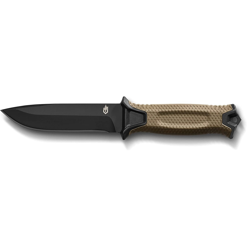 Cuchillo con borde de hoja fija y mango color marron