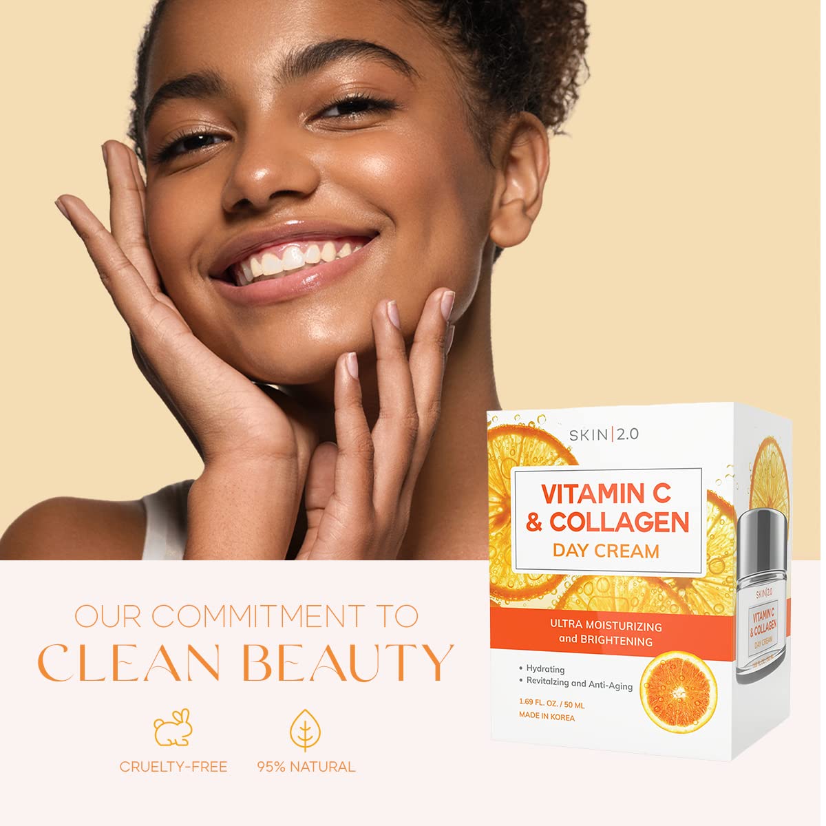 Hidratante facial diario de vitamina C y colágeno Skin 2.0