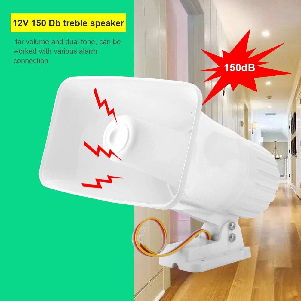 Wired Alarm Siren Horn, 150 dB DC 12V Dual Tone Wired Horn Siren