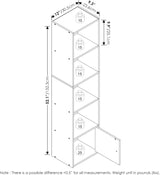 Estantería con armario de almacenamiento, 5 cubos, 1 puerta
