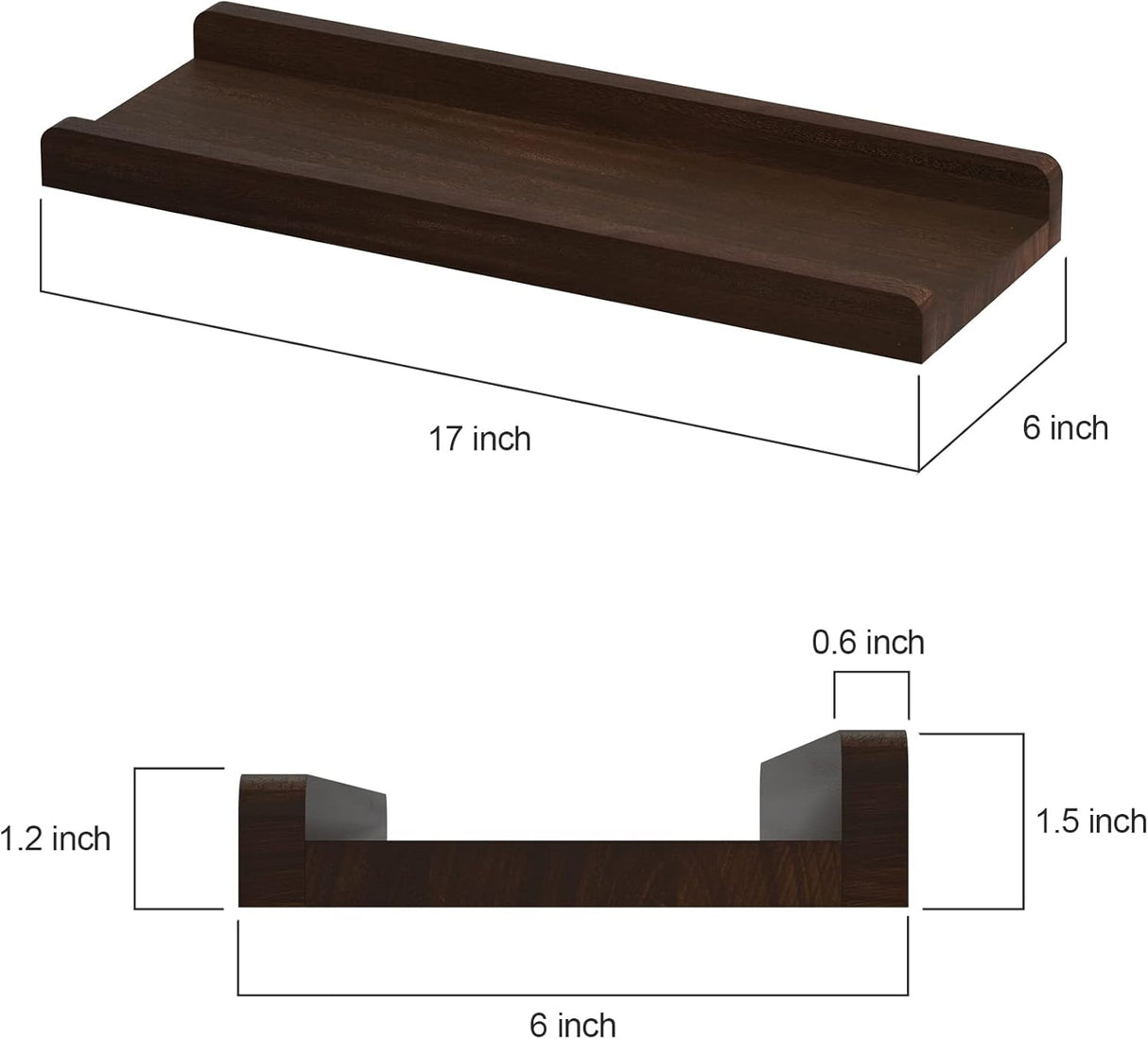 Estante Flotante Love-KANKEI de Madera, 17 Pulgadas, 2 Piezas