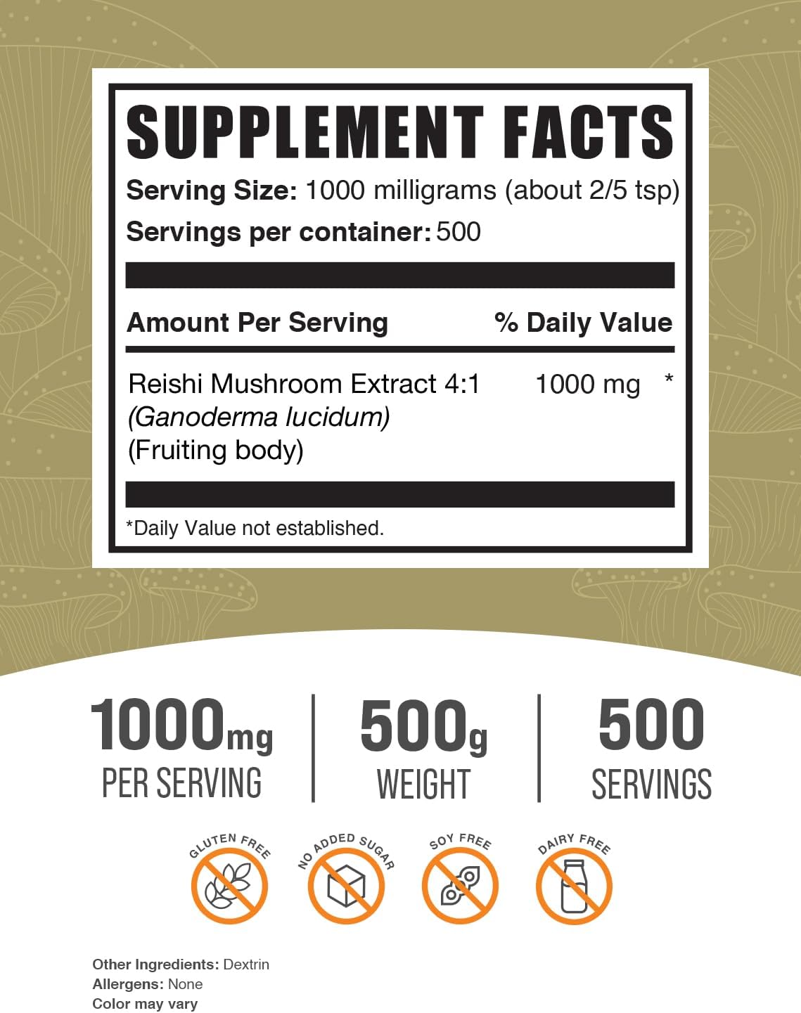 Reishi Mushroom Extract Powder - Ganoderma Lucidum, Gluten Free