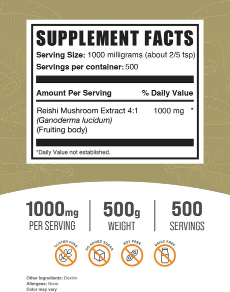 Reishi Mushroom Extract Powder - Ganoderma Lucidum, Gluten Free