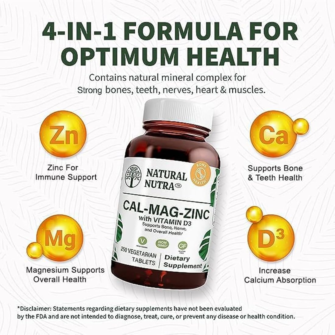 Suplemento de calcio y magnesio zinc con vitamina D3  2 pack