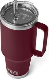 Vaso YETI Rojo con Asa y Tapa de Popote, Acero Inoxidable