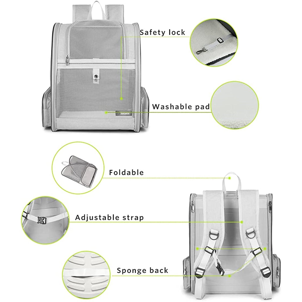 Mochila para transporte de gatos color gris