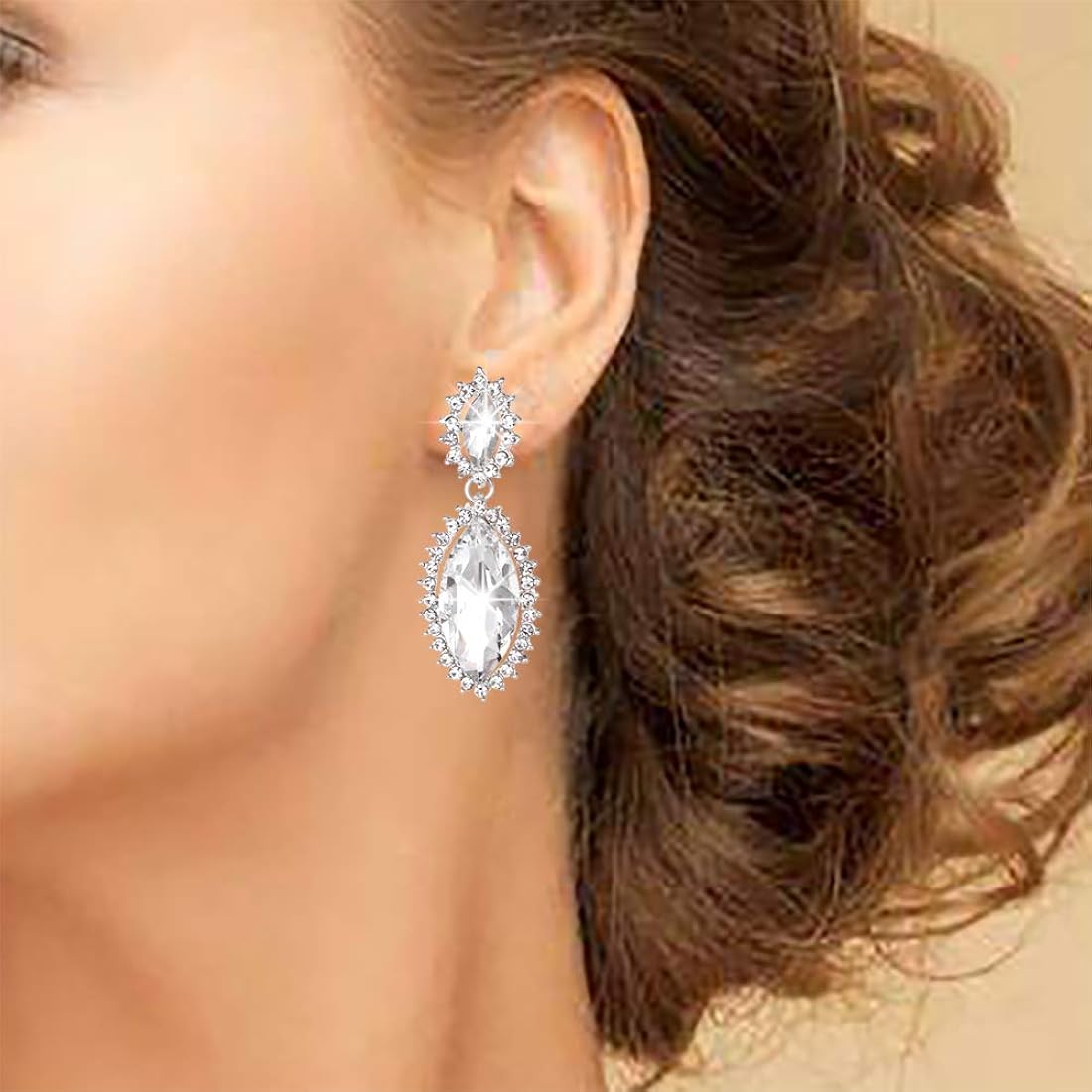 Pendientes de boda de cristal de diamantes de imitación