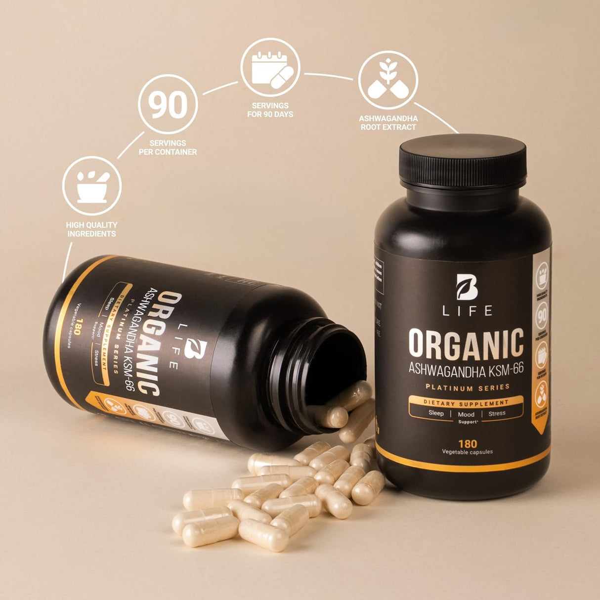Polvo de Ashwagandha Orgánico KSM-66 - Vegan Pure Organic
