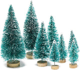 8 Pcs Árboles Navideños Artificiales con Base de Madera