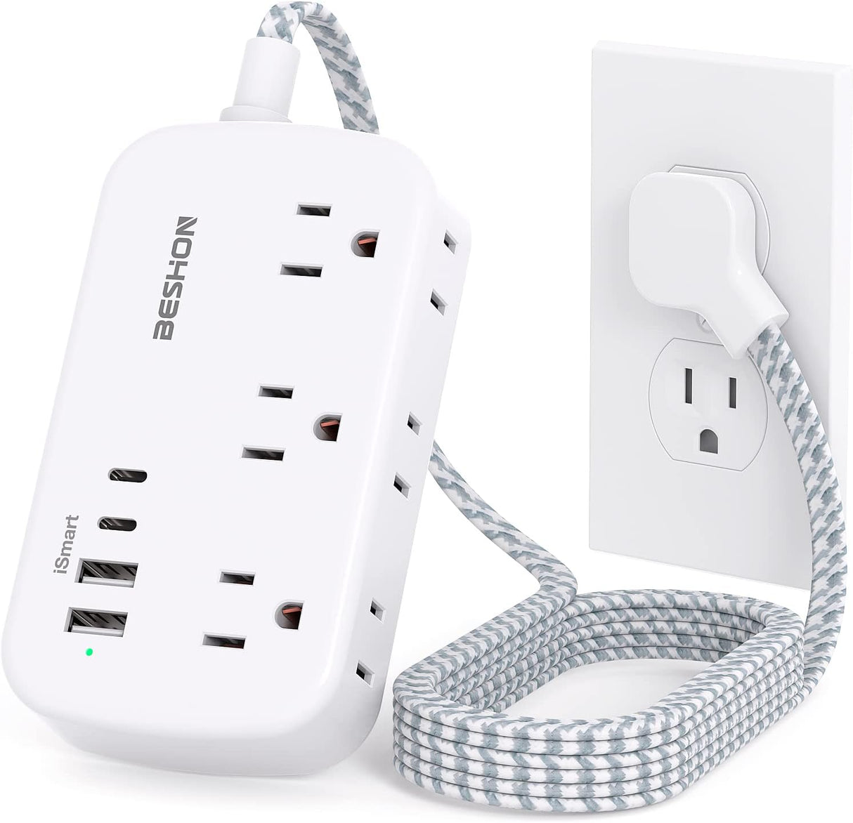 Cable de extensión plano, regleta de alimentación de enchufe