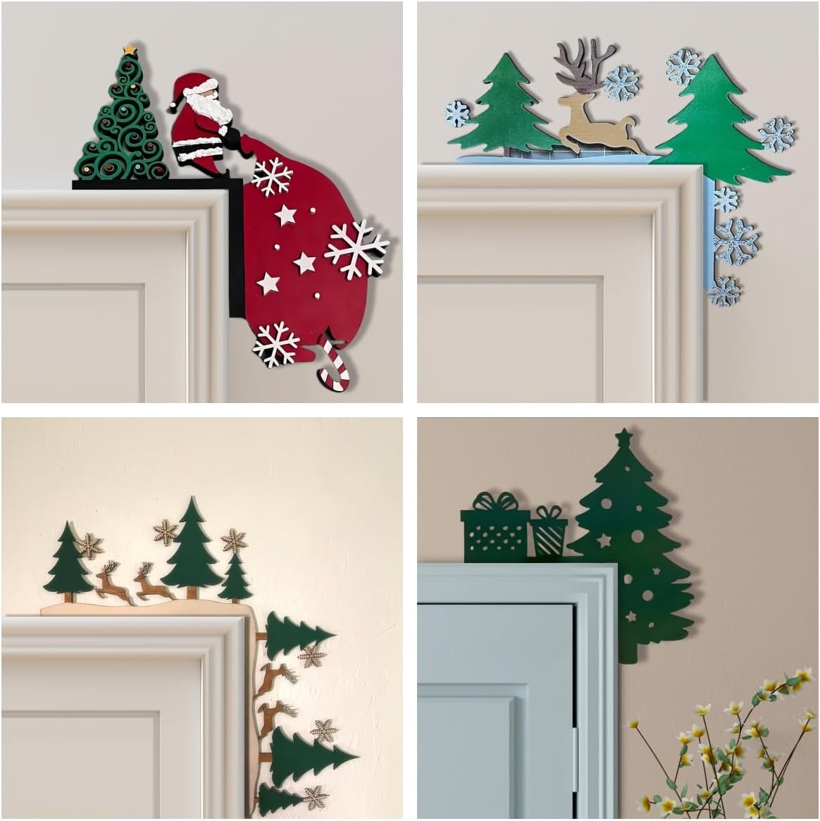 Adorno Navideño Puerta Navidad - Muñeco de Nieve y Santa Claus