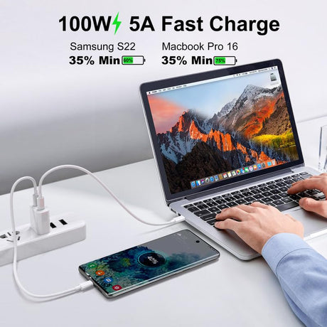 Pack de 2 cables de carga rápida tipo C de 6 pies