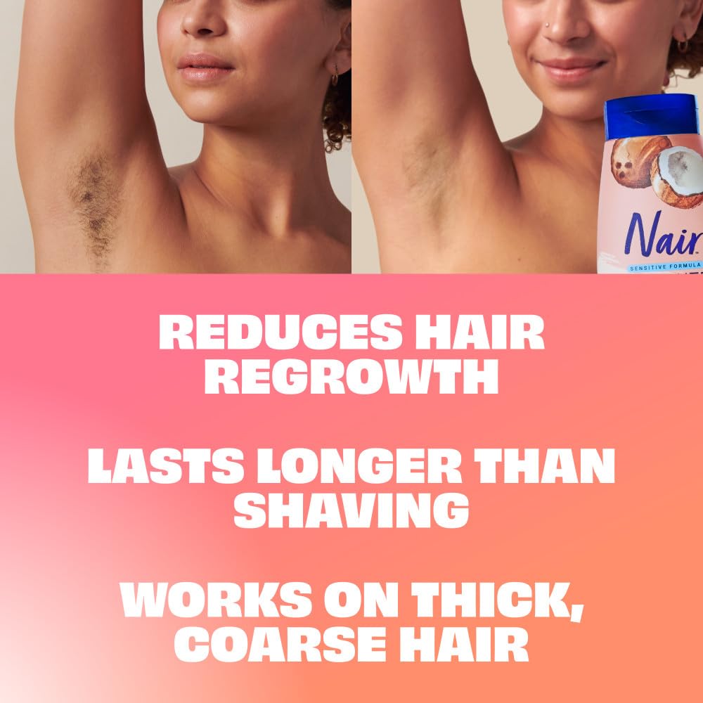 Crema Depilatoria NAIR con Aceite de Coco y Vitamina E, 12 oz