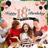 Feliz cumpleaños 18 Decoraciones para niñas, oro rosa