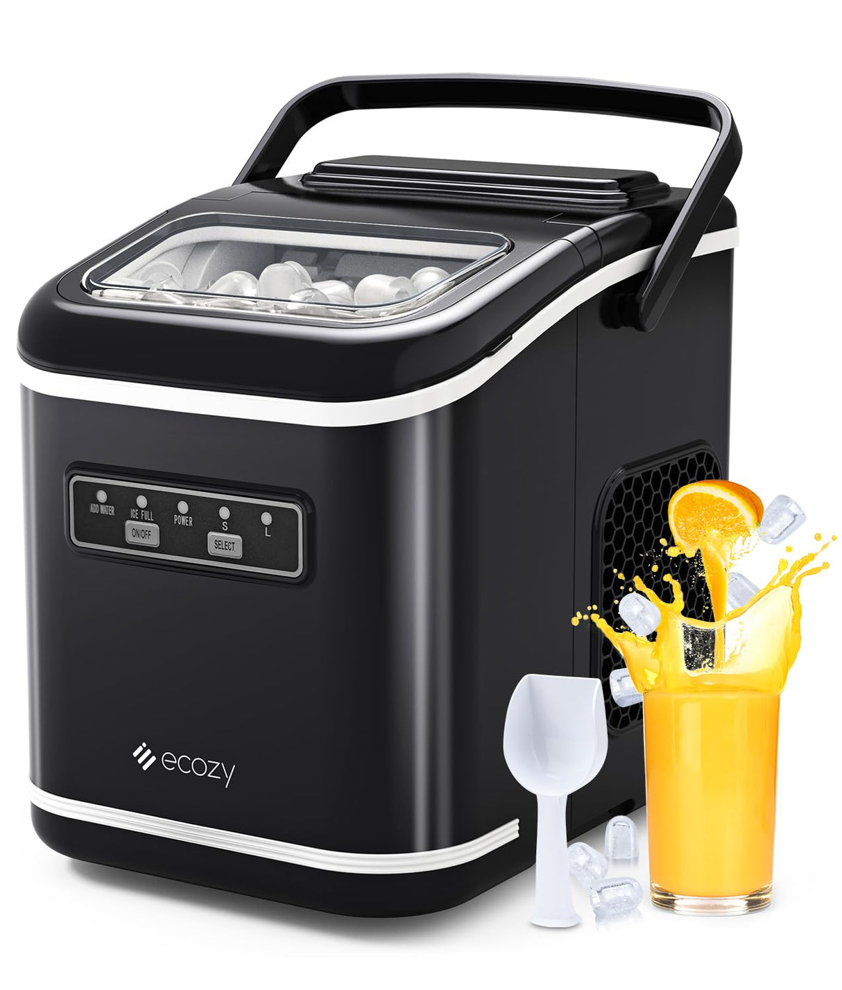 Máquina de Hielo Ecozy, Portable, Auto-Limpiante, 9 Cubos/6 min