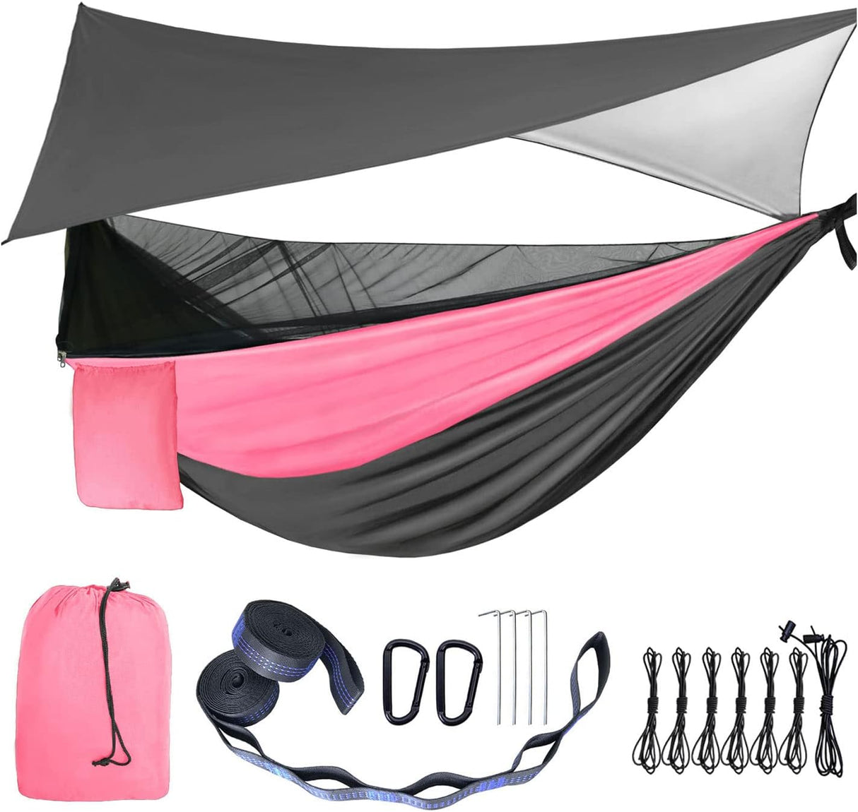 Hamaca Camping con Mosquitera y Tarp, Portátil, Doble, Nylon