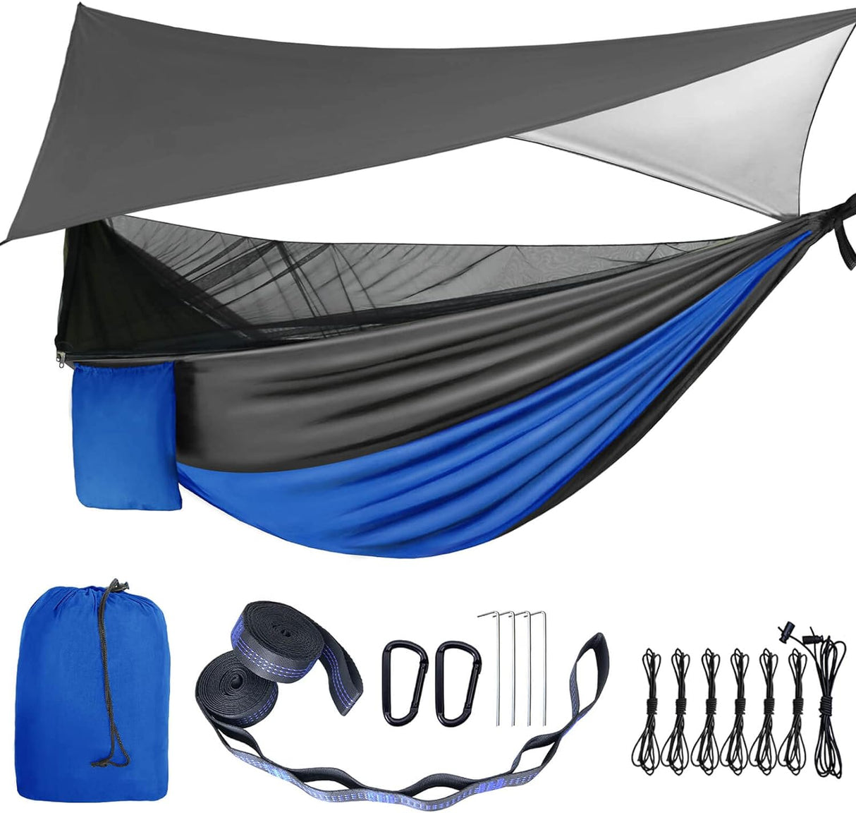 Hamaca Camping con Mosquitero y Lona, Portátil, Doble, Nylon