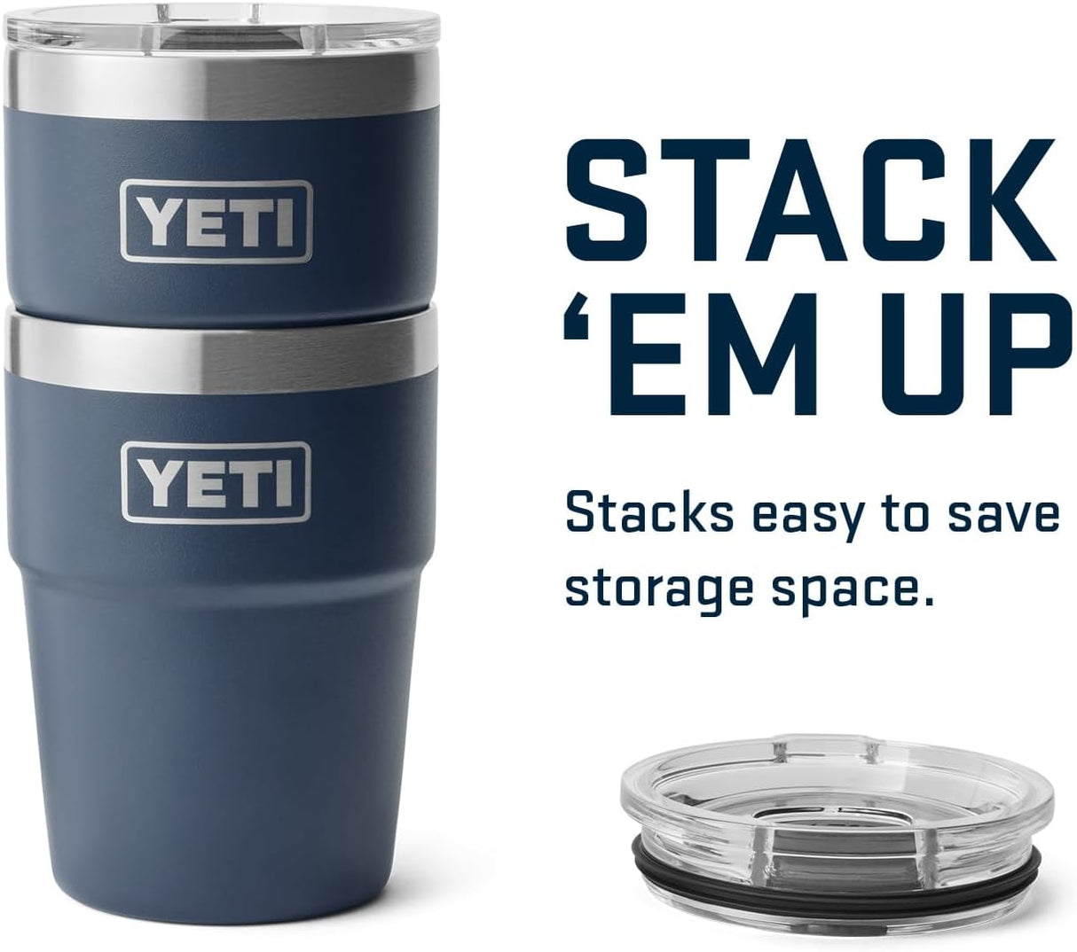 Vaso YETI Rambler 16 oz, Acero Inoxidable, Aislado, marino.