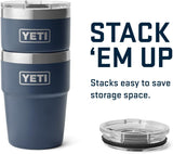 Vaso YETI Rambler 16 oz, Acero Inoxidable, Aislado, marino.