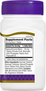 Suplemento Tabletas masticables con enzima de papaya 100 und