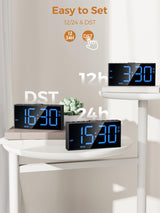 Reloj Despertador Digital para Dormir Profundo, 2 Alarmas, USB