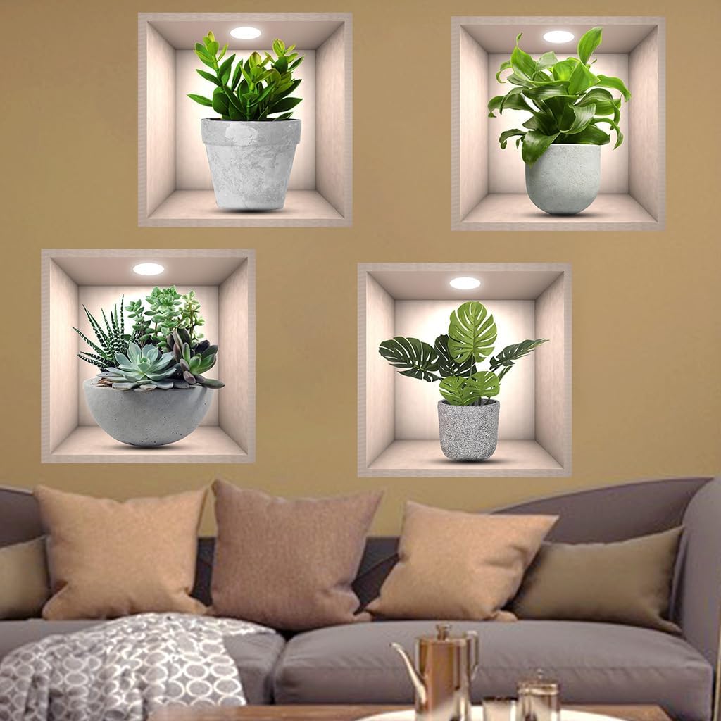 Pegatinas de Plantas 3D Vivas, Decoración Botanical, Modelo X