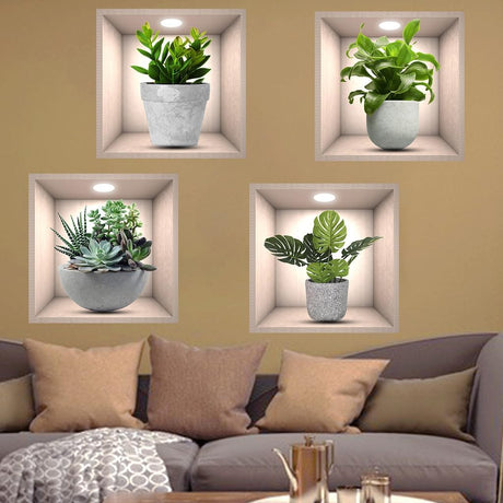 Pegatinas de Plantas 3D Vivas, Decoración Botanical, Modelo X