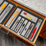 Madesmart - Bandeja extensible para cubiertos (granito, colección clásica, 8 compartimentos, organizador de cocina, forro de agarre suave, fácil de limpiar, sin BPA