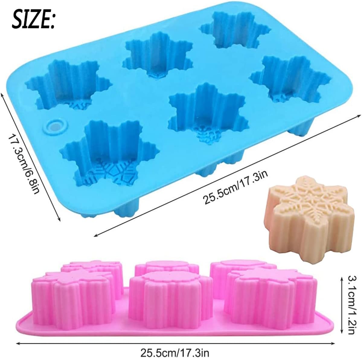 Moldes de silicona copo de nieve, 2 piezas, para galletas