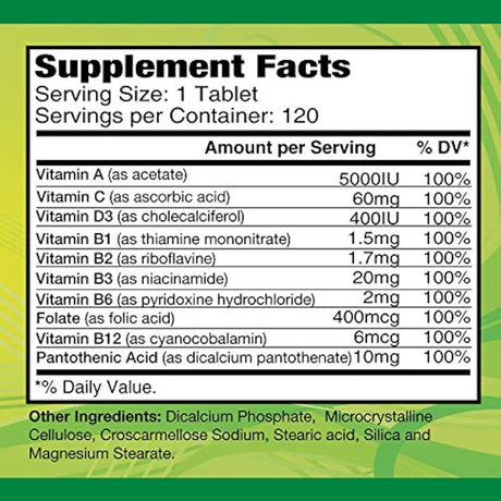 Alfa Vitamins® Multi Daily – Vitaminas esenciales para apoyar el sistema inmunológico y promover un estilo de vida saludable – 120 tabletas