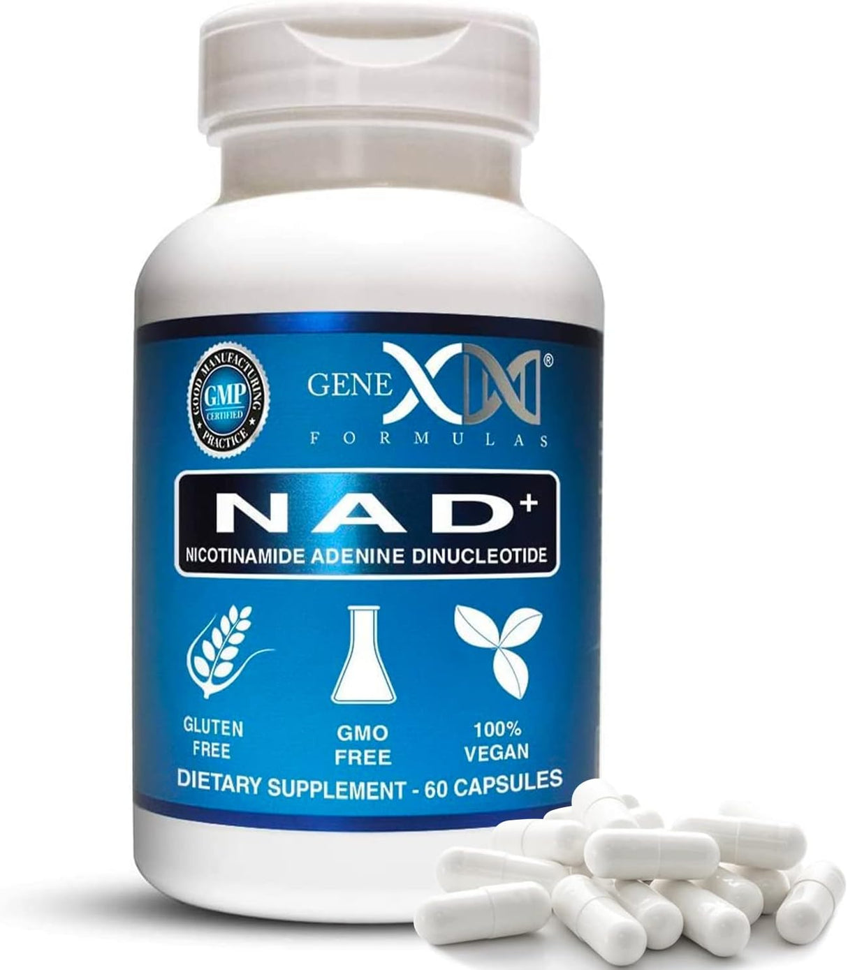 Suplementos NAD+ 250 mg porción 60 cápsulas de nicotinamida