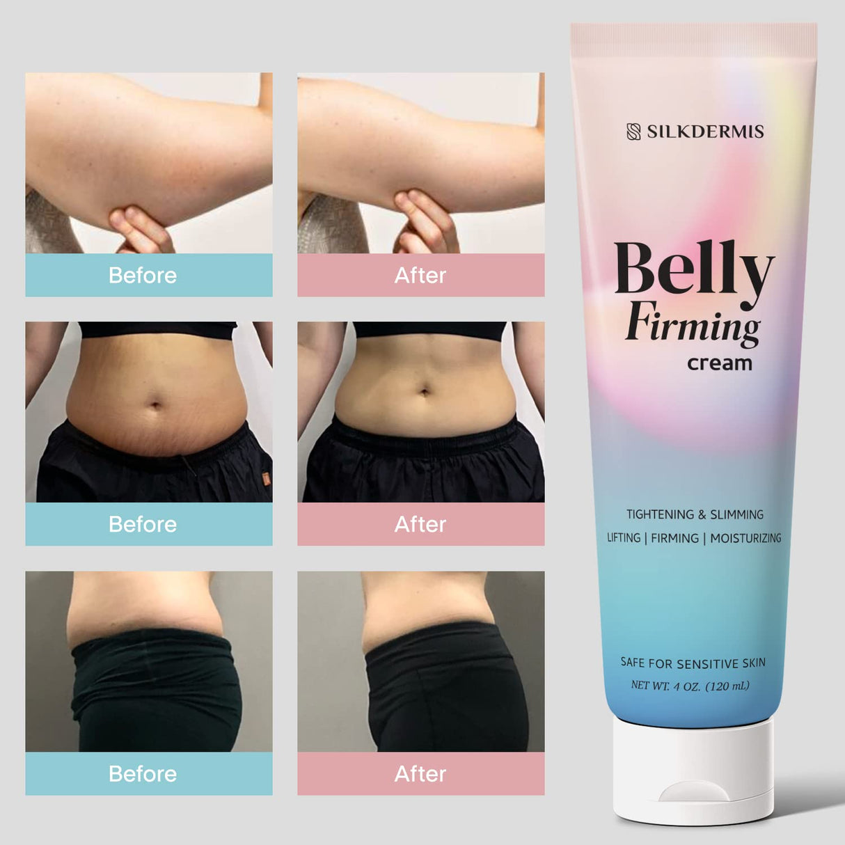 Crema reafirmante para la piel y celulitis para estómago