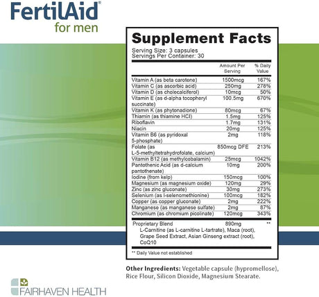 Suplemento fertilidad masculina con fórmula de vitaminas