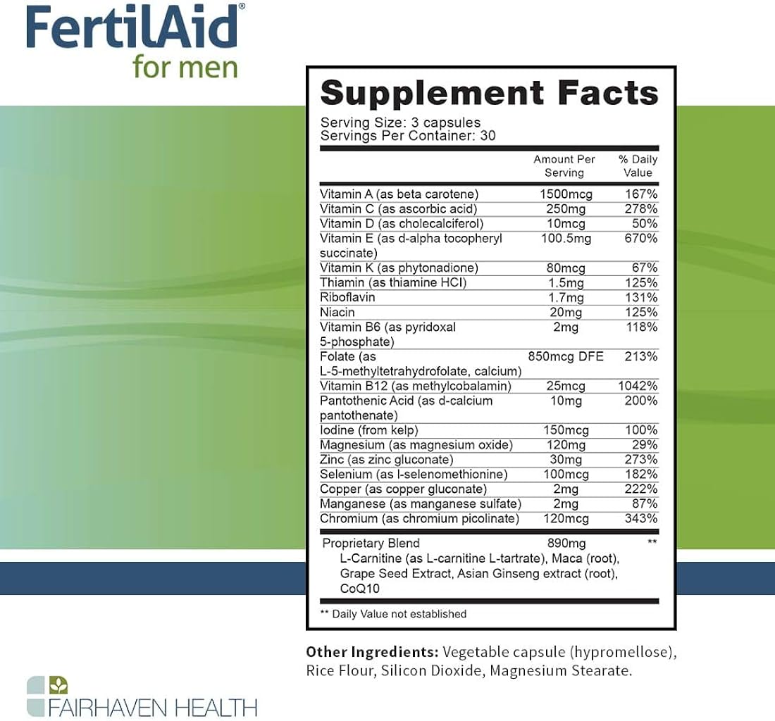 Suplemento FertilAid  masculina y vitamina prenatal