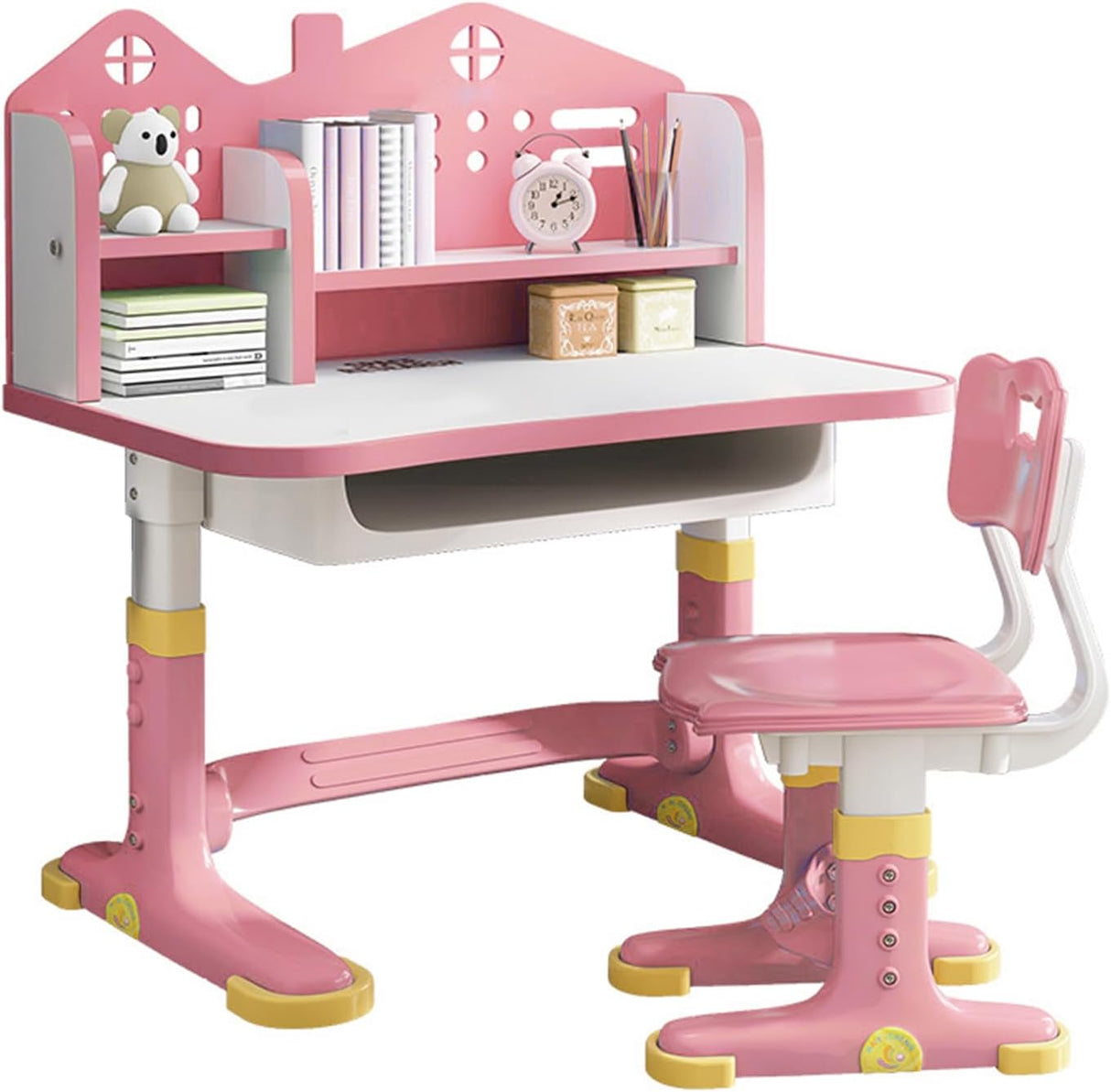 Escritorio y silla ajustables para niños con cajón espacioso