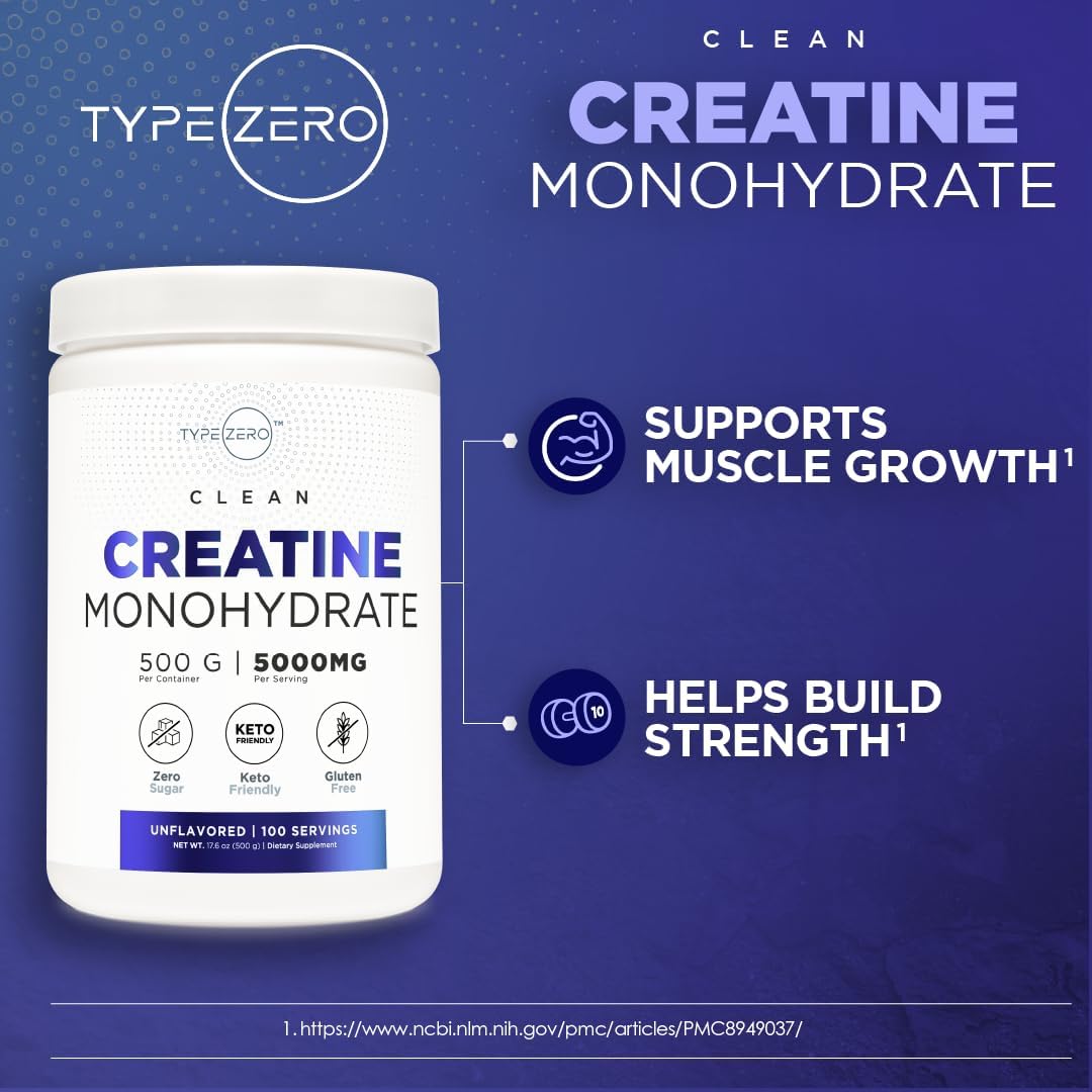 Creatina Zero Monohidrato Micronizada 500g, Sin Azúcar