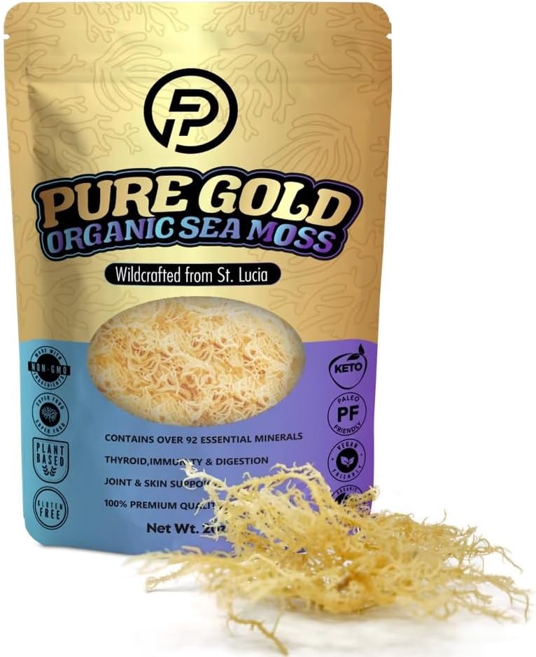 Moss de Mar Orgánico Puro y Salvaje, 40oz, St. Lucia (2oz)
