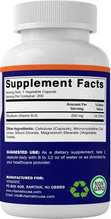 Vitamatic Vitamina B2 (Riboflavina) 250 mg 200 cápsulas