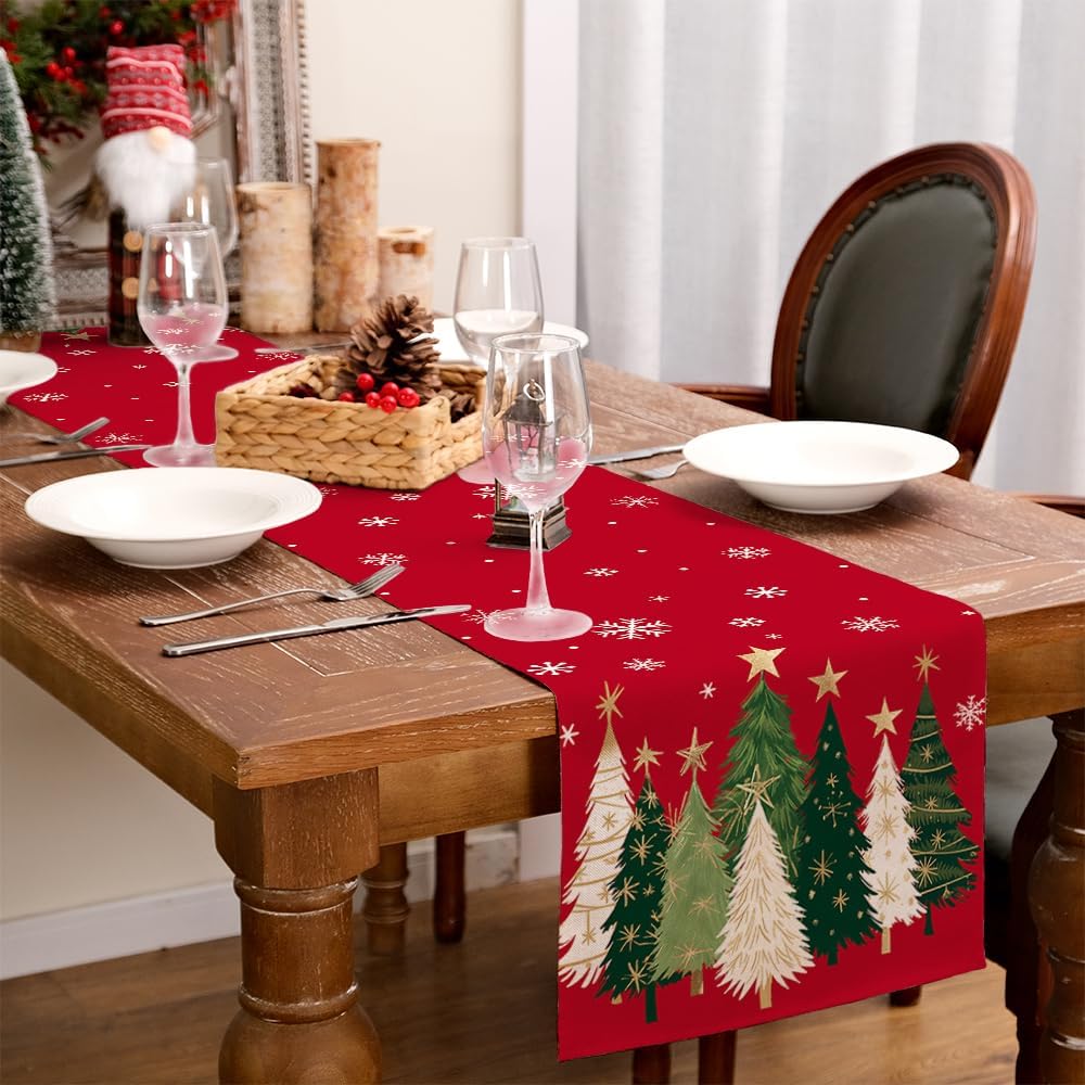 Camino de Mesa GEEORY 13x72 Pulgadas, Árboles de Navidad GT150-72