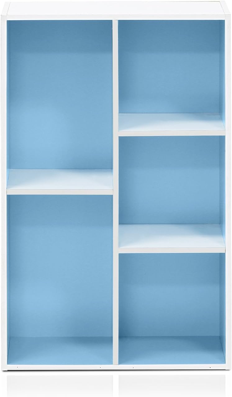 Estantería abierta reversible con 5 cubos - Modelo 11069WH/LBL