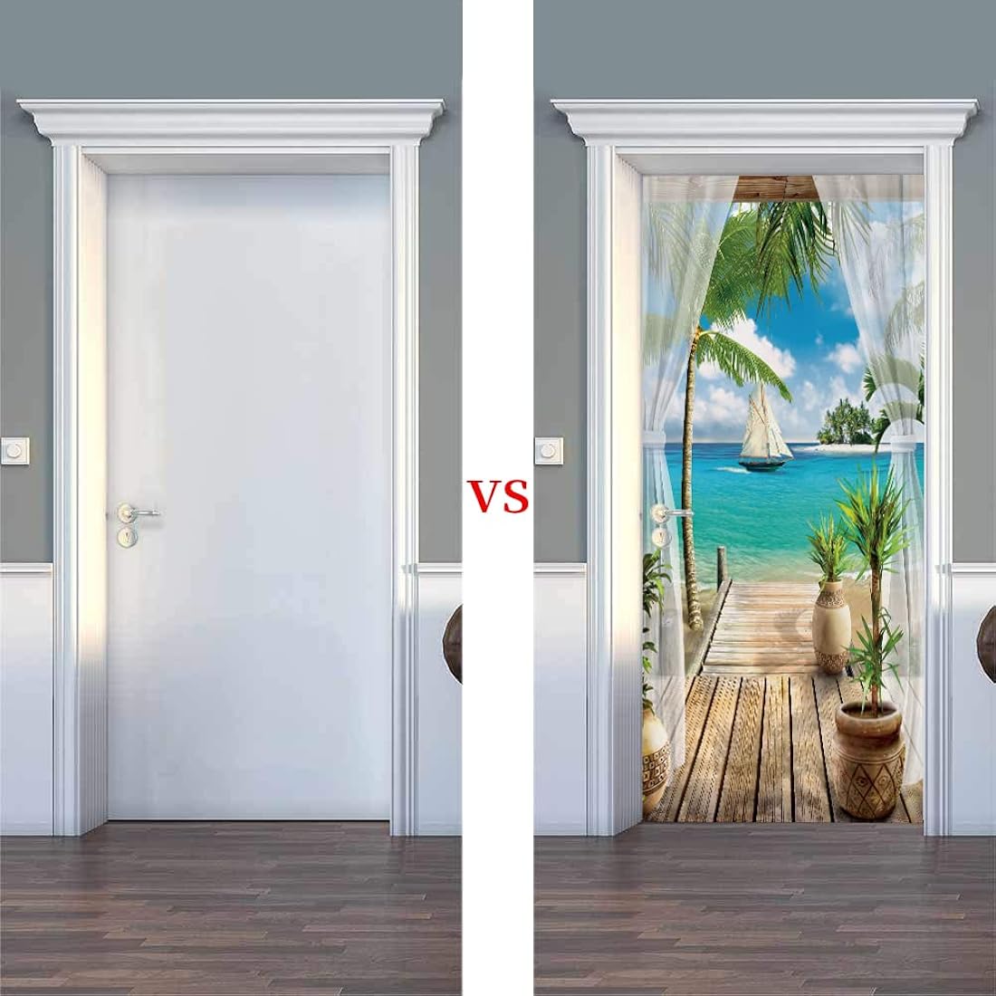 MUMOHO Mural de puerta 3D para puerta de oficina, decoración de interiores, dormitorio, sala de estar, baño, decoración de casa, 30.31 pulgadas 78.74 pulgadas