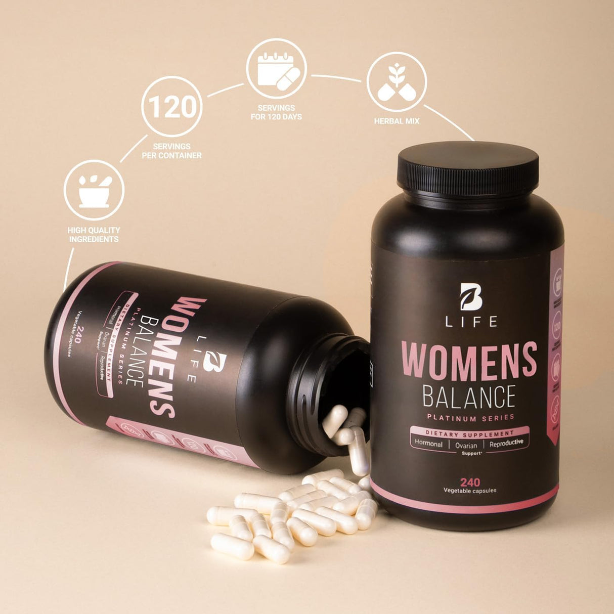 Suplemento Equilibrio Femenino B Life 240 caps 120 días